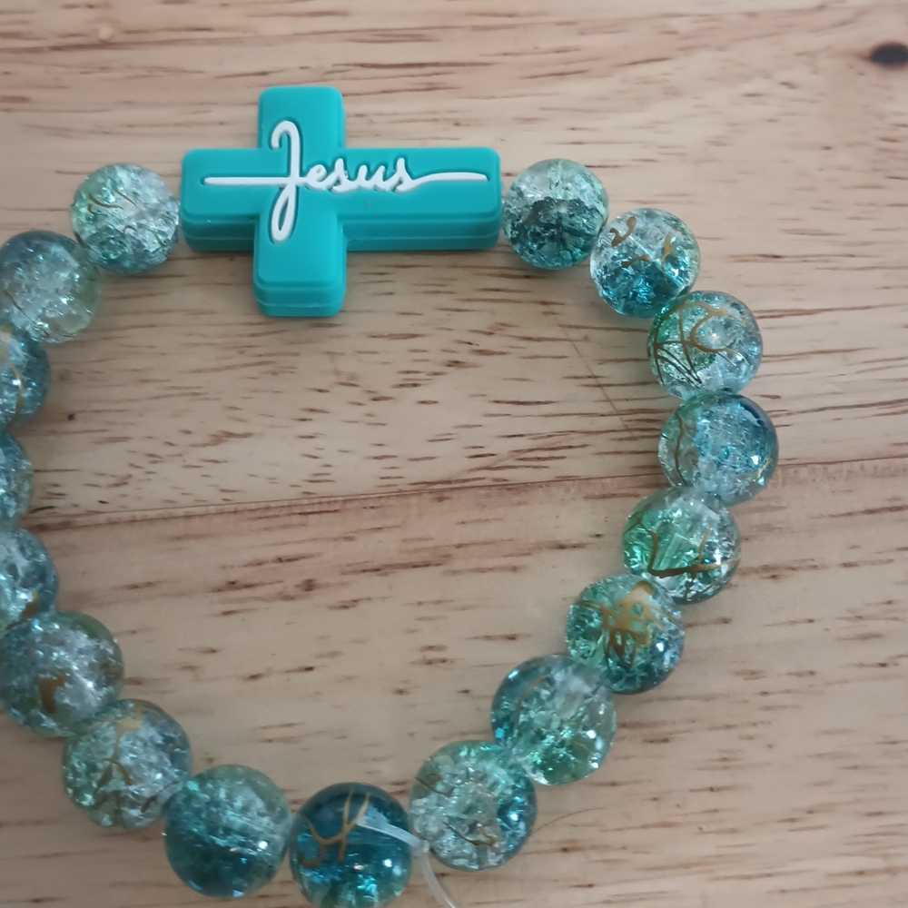 Kids Turquoise Religious Bracelet